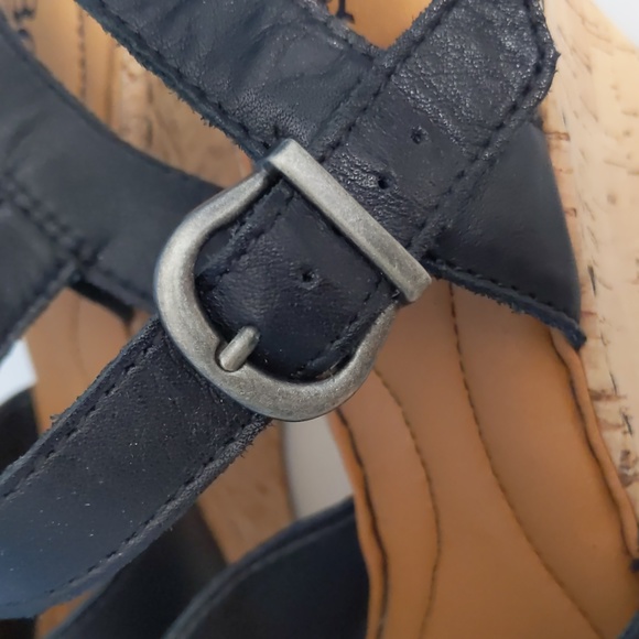 Born Agnio Cork Wedge Sandal, Black, Leather - Picture 8 of 8
